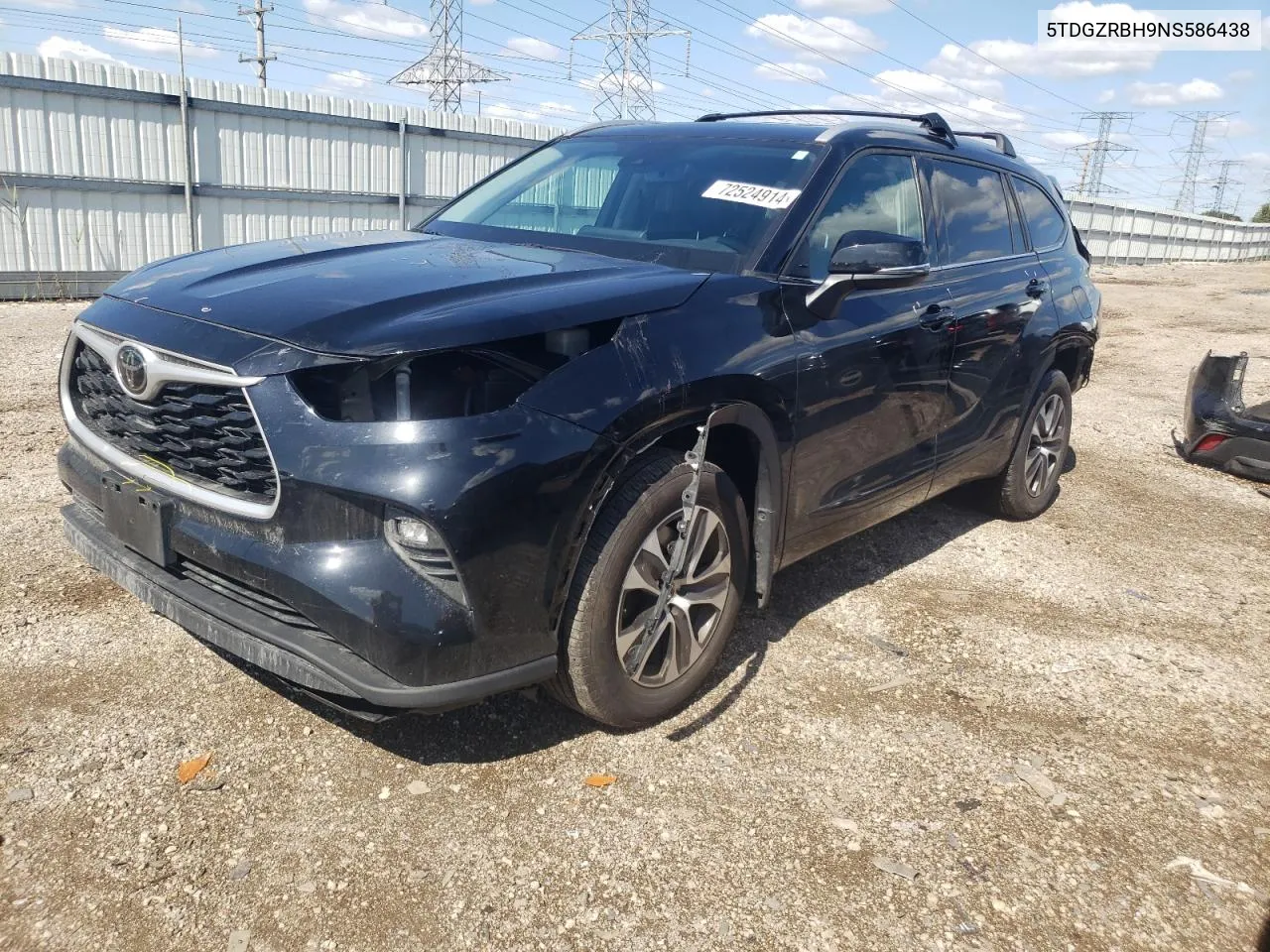 2022 Toyota Highlander Xle VIN: 5TDGZRBH9NS586438 Lot: 72524914