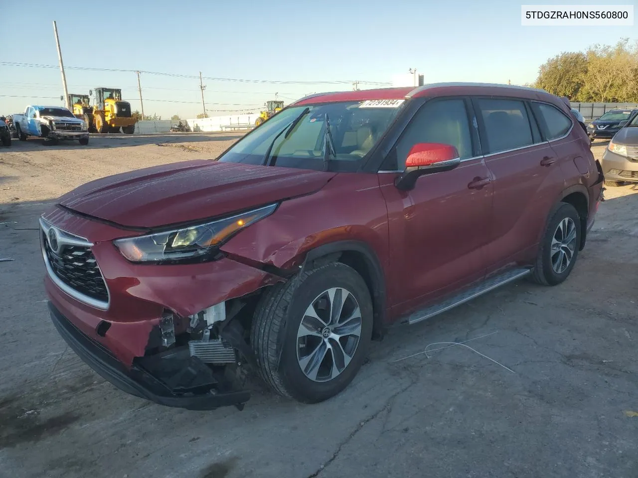 2022 Toyota Highlander Xle VIN: 5TDGZRAH0NS560800 Lot: 72791934