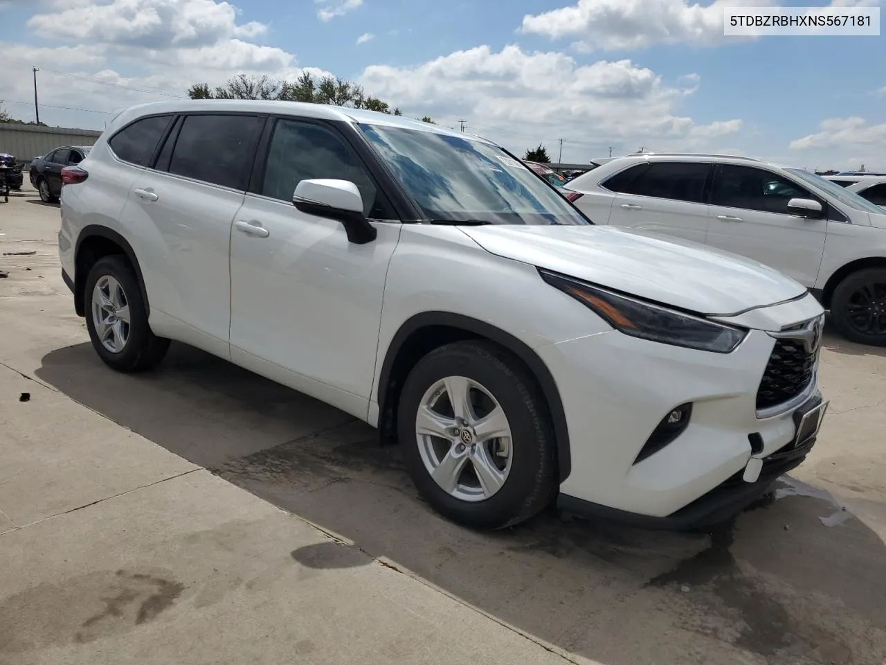 2022 Toyota Highlander L VIN: 5TDBZRBHXNS567181 Lot: 72971304