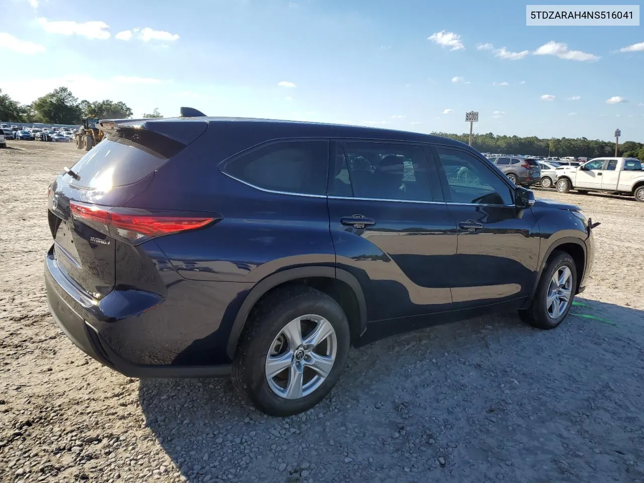 2022 Toyota Highlander Hybrid Le VIN: 5TDZARAH4NS516041 Lot: 73600844