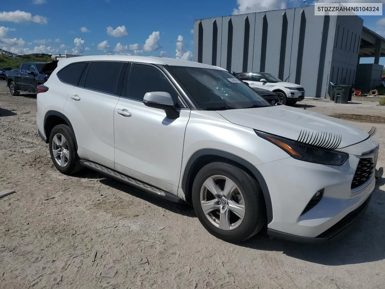 2022 Toyota Highlander L VIN: 5TDZZRAH4NS104324 Lot: 73639004