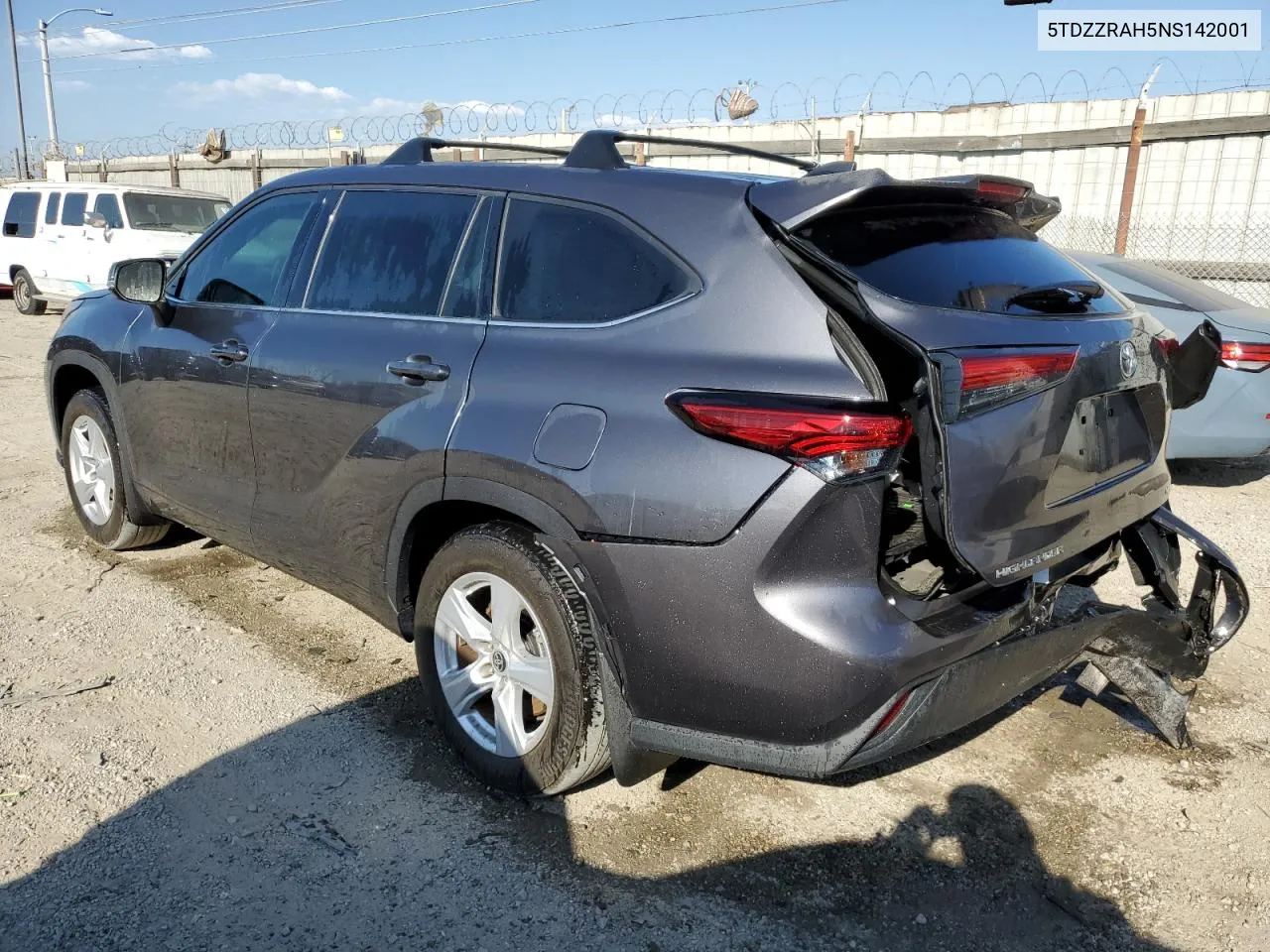 2022 Toyota Highlander L VIN: 5TDZZRAH5NS142001 Lot: 74233834