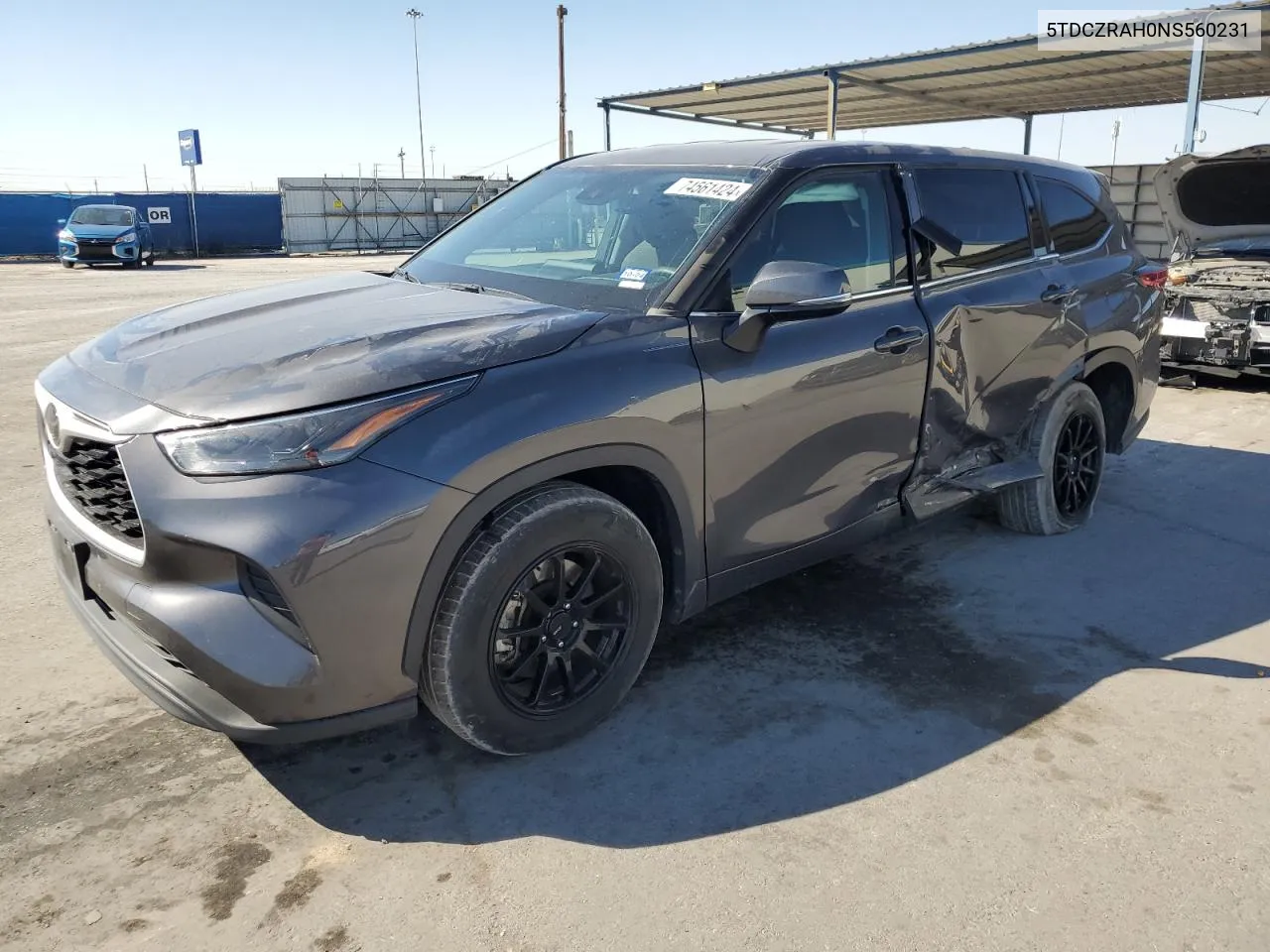 2022 Toyota Highlander L VIN: 5TDCZRAH0NS560231 Lot: 74561424