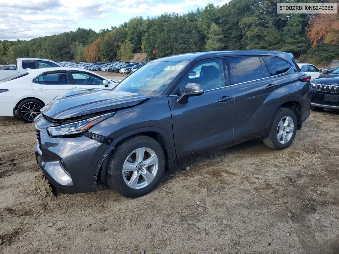 2022 Toyota Highlander L VIN: 5TDBZRBH0NS243365 Lot: 74871354