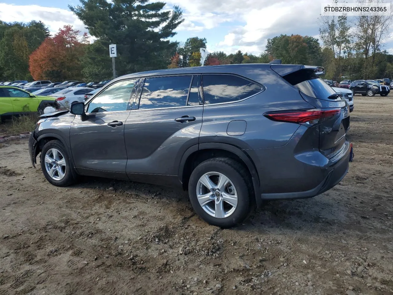 2022 Toyota Highlander L VIN: 5TDBZRBH0NS243365 Lot: 74871354