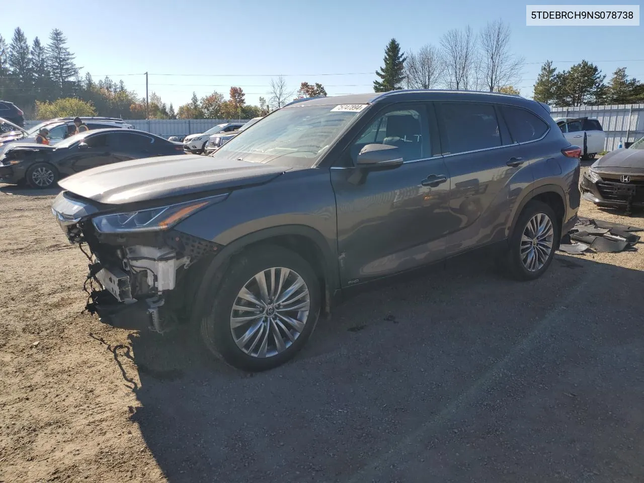 5TDEBRCH9NS078738 2022 Toyota Highlander Hybrid Platinum