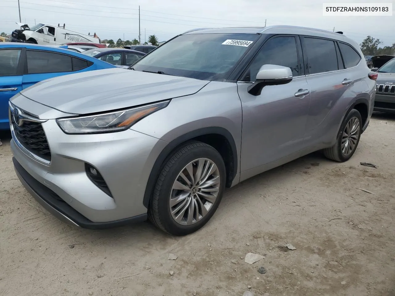 2022 Toyota Highlander Platinum VIN: 5TDFZRAH0NS109183 Lot: 75995694