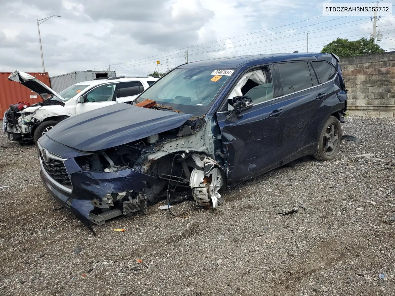 2022 Toyota Highlander L VIN: 5TDCZRAH3NS555752 Lot: 76487934