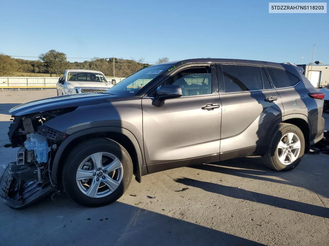 2022 Toyota Highlander L VIN: 5TDZZRAH7NS118203 Lot: 77086184