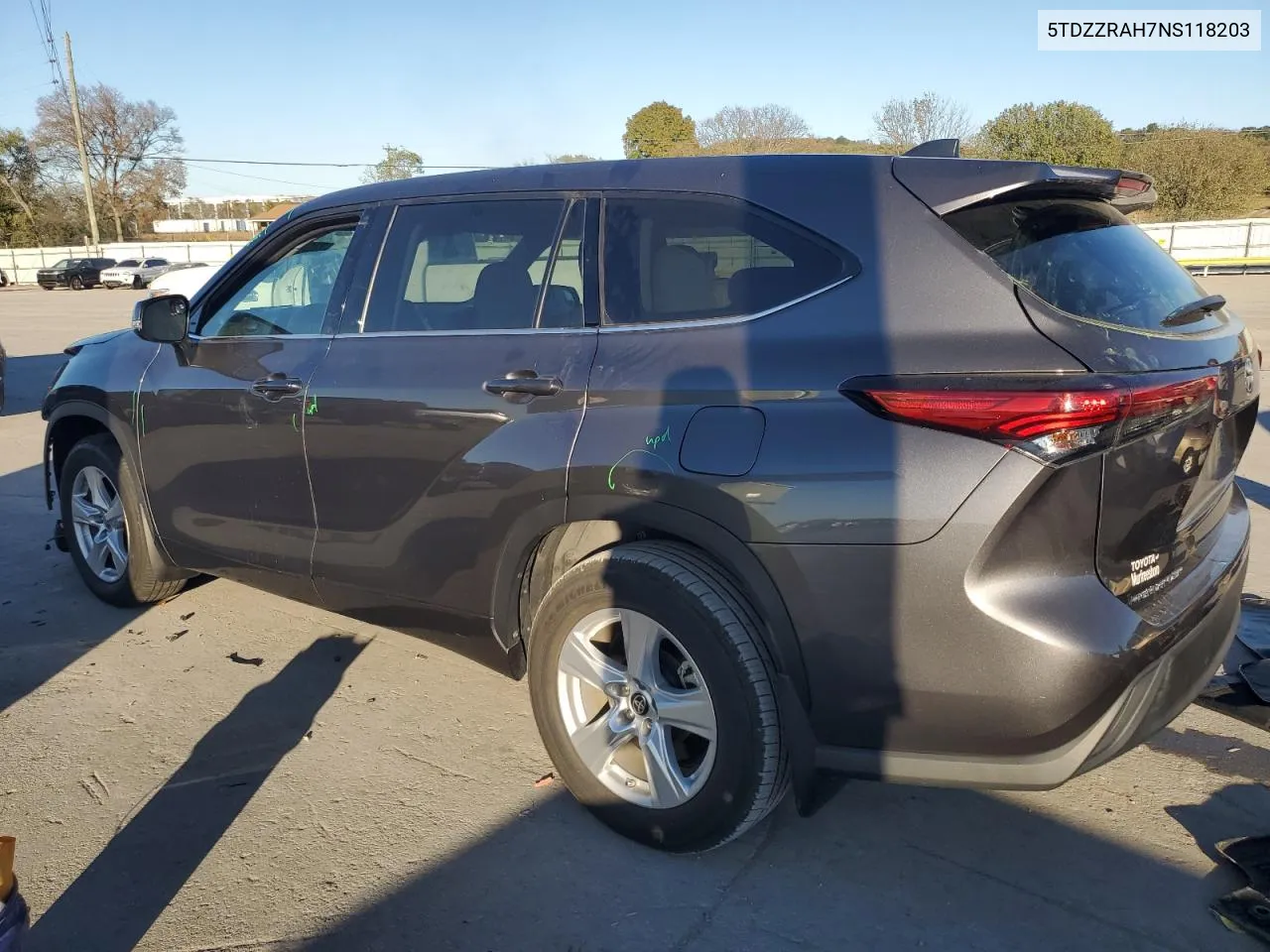 2022 Toyota Highlander L VIN: 5TDZZRAH7NS118203 Lot: 77086184