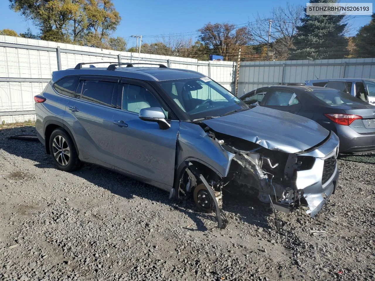 2022 Toyota Highlander Xle VIN: 5TDHZRBH7NS206193 Lot: 77430524