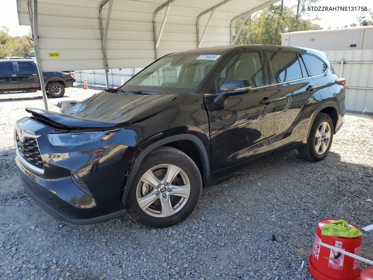 2022 Toyota Highlander L VIN: 5TDZZRAH7NS131758 Lot: 77756034