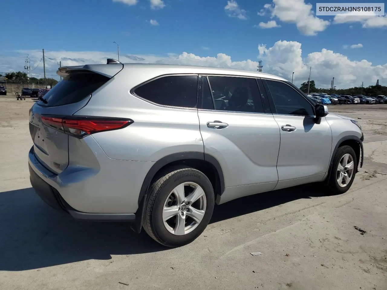 2022 Toyota Highlander L VIN: 5TDCZRAH3NS108175 Lot: 77899994