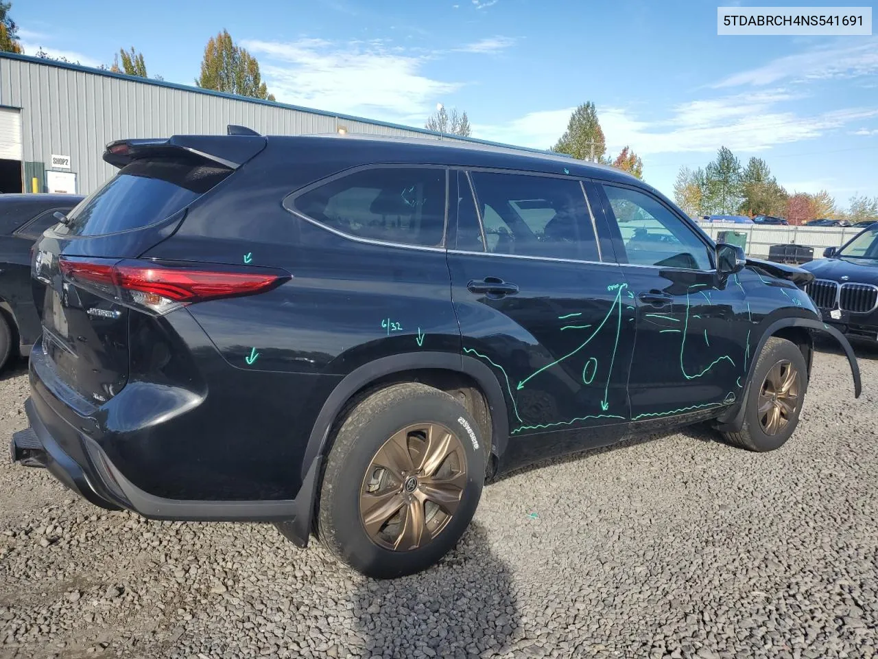 2022 Toyota Highlander Hybrid Xle VIN: 5TDABRCH4NS541691 Lot: 78214004