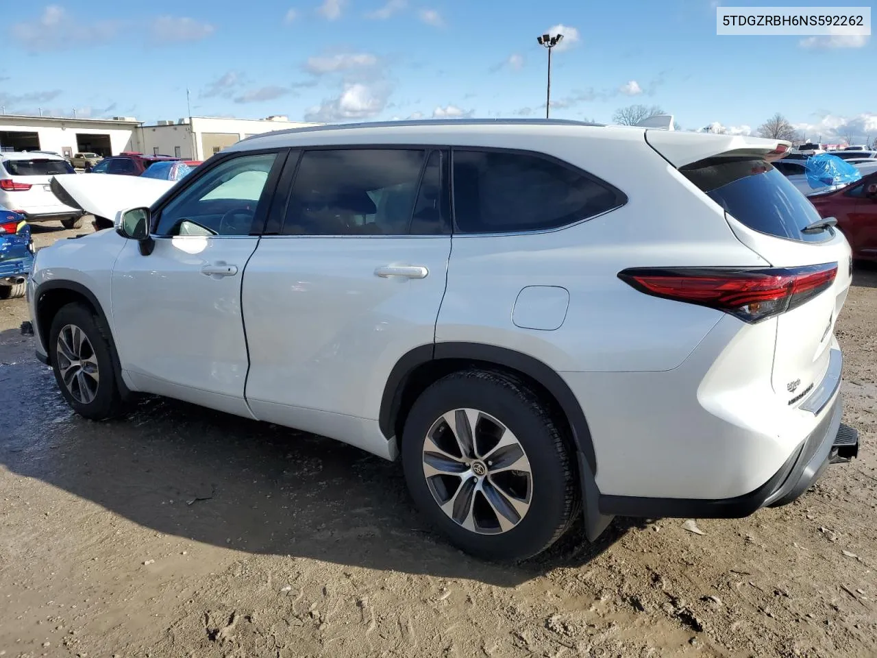 2022 Toyota Highlander Xle VIN: 5TDGZRBH6NS592262 Lot: 81099624