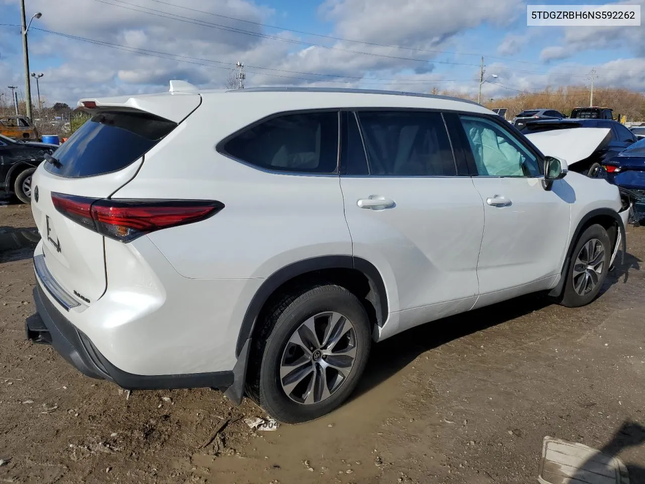 2022 Toyota Highlander Xle VIN: 5TDGZRBH6NS592262 Lot: 81099624