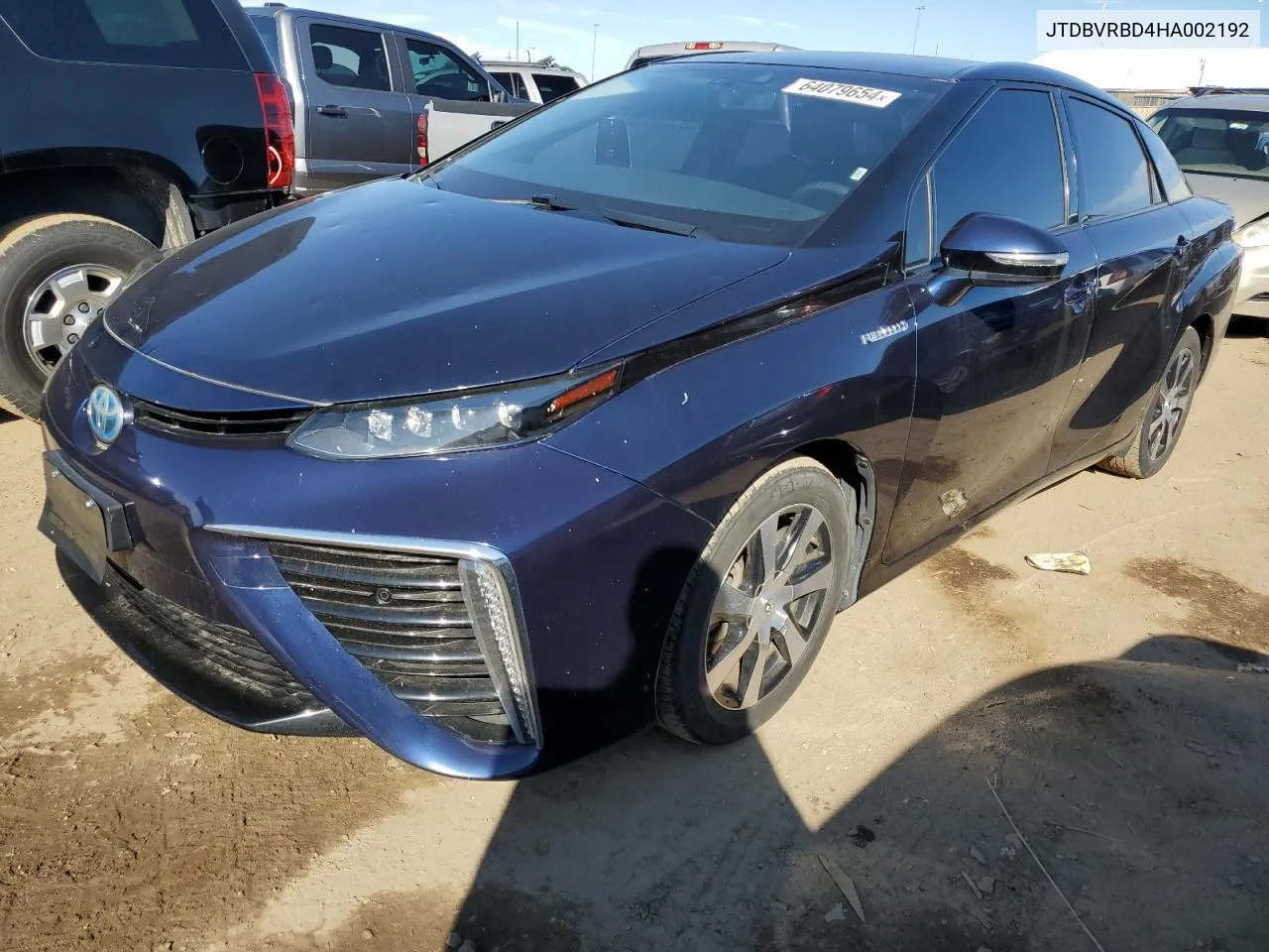 2017 Toyota Mirai VIN: JTDBVRBD4HA002192 Lot: 64079654