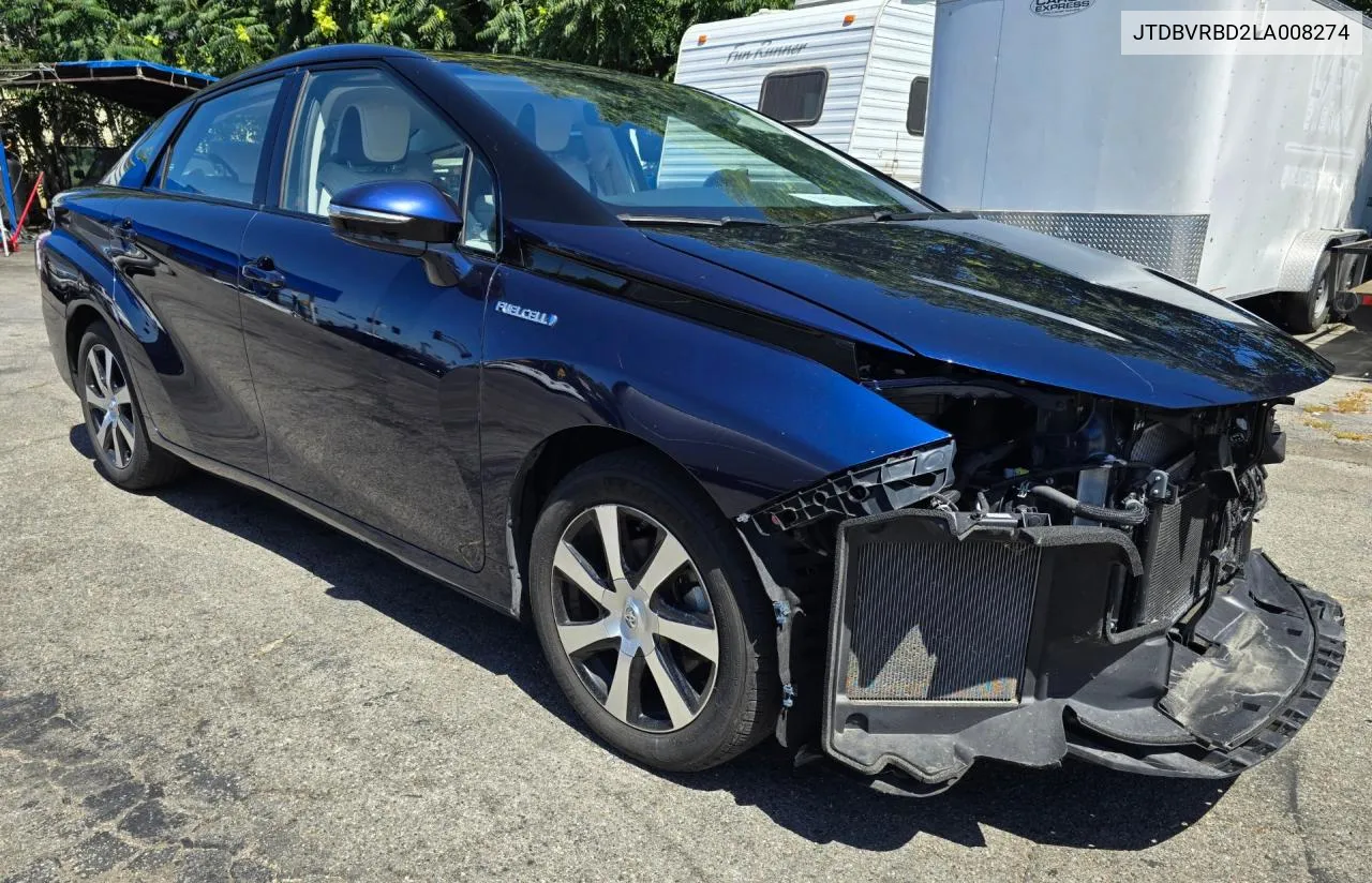 2020 Toyota Mirai VIN: JTDBVRBD2LA008274 Lot: 72458004