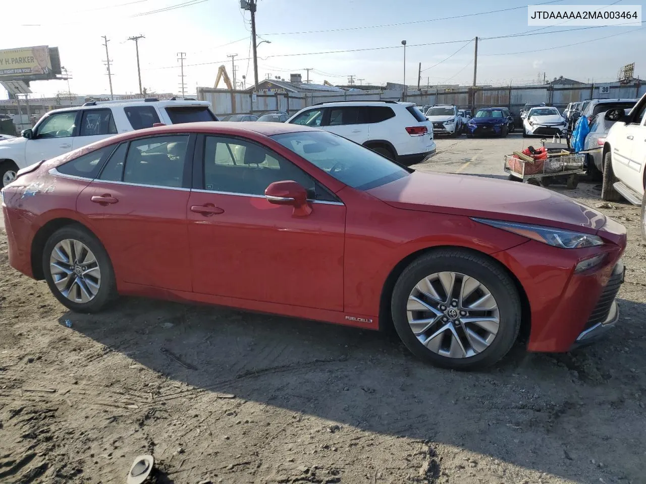 2021 Toyota Mirai Xle VIN: JTDAAAAA2MA003464 Lot: 72655634