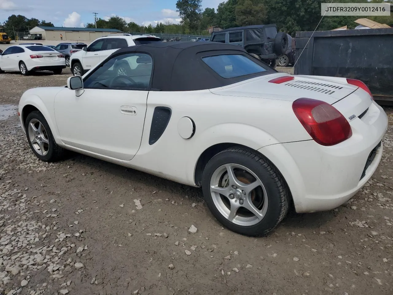 2000 Toyota Mr2 Spyder VIN: JTDFR3209Y0012416 Lot: 73955194