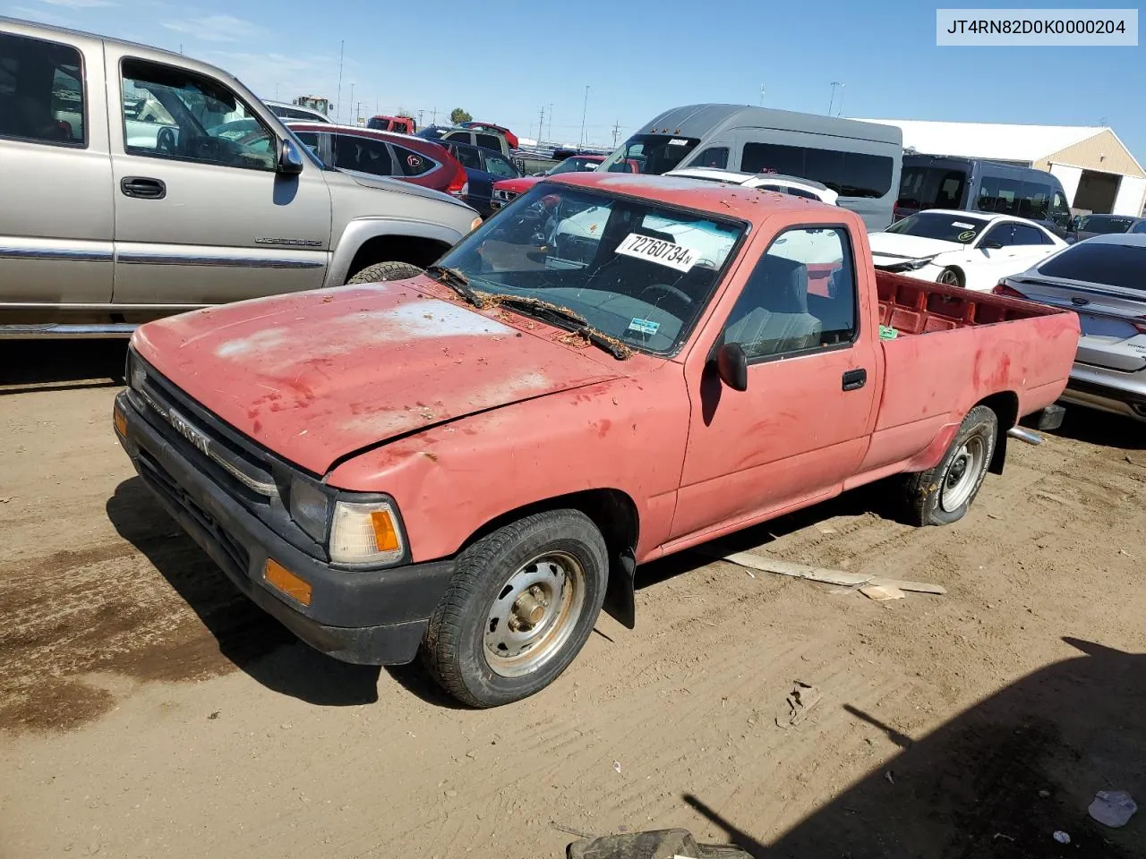 1989 Toyota Pickup 1/2 Ton Long Wheelbase Dlx VIN: JT4RN82D0K0000204 Lot: 72760734