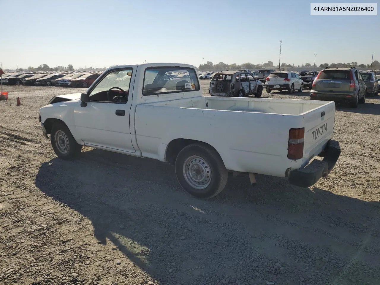 1992 Toyota Pickup 1/2 Ton Short Wheelbase Stb VIN: 4TARN81A5NZ026400 Lot: 74148504