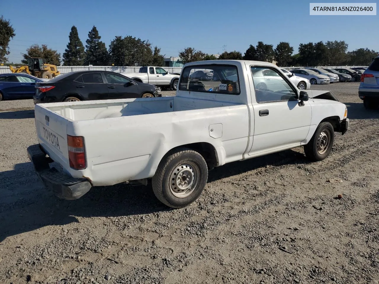 1992 Toyota Pickup 1/2 Ton Short Wheelbase Stb VIN: 4TARN81A5NZ026400 Lot: 74148504