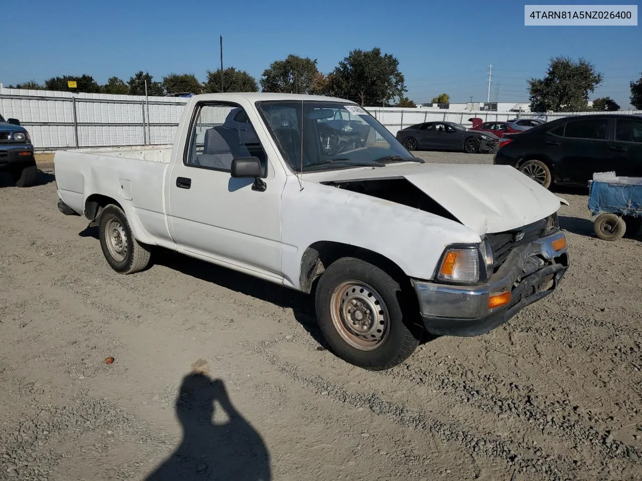 1992 Toyota Pickup 1/2 Ton Short Wheelbase Stb VIN: 4TARN81A5NZ026400 Lot: 74148504