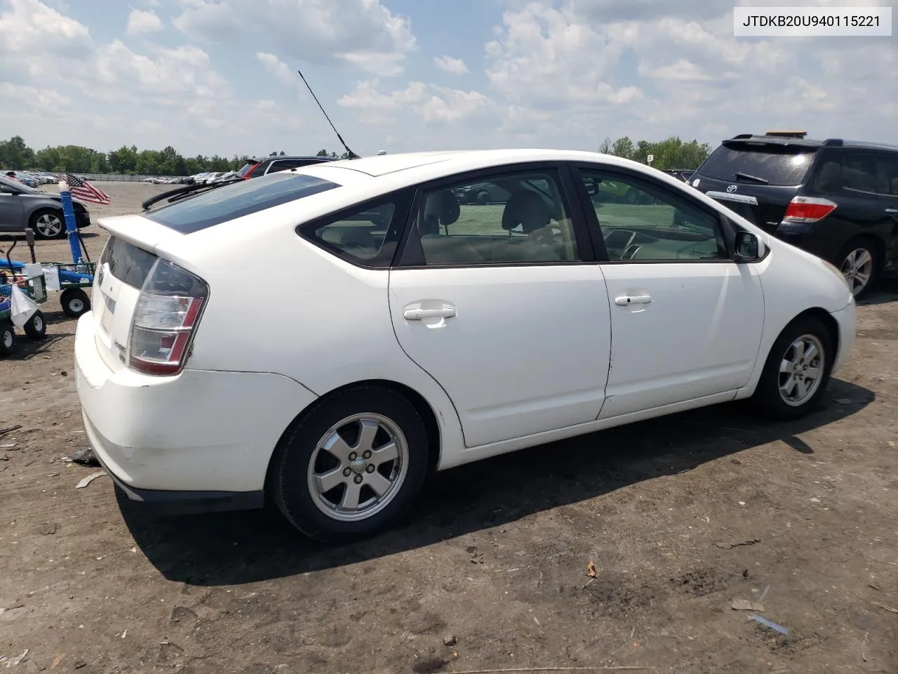 2004 Toyota Prius VIN: JTDKB20U940115221 Lot: 59787304