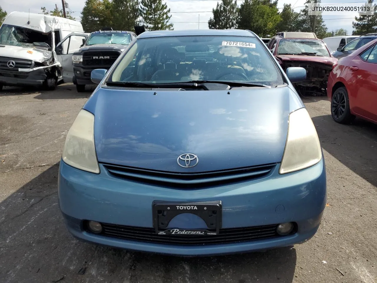 2004 Toyota Prius VIN: JTDKB20U240051913 Lot: 70721654