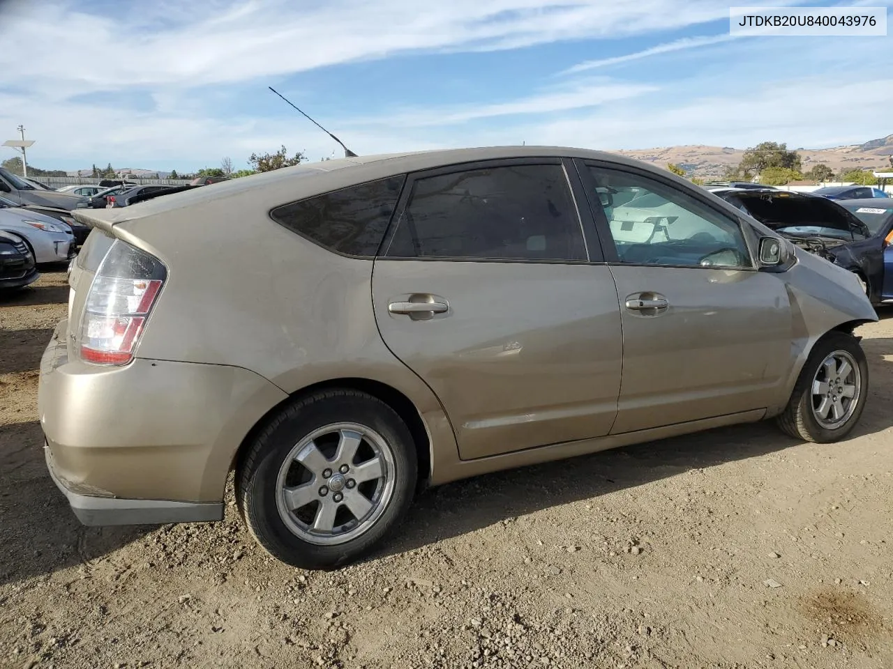 2004 Toyota Prius VIN: JTDKB20U840043976 Lot: 75067634