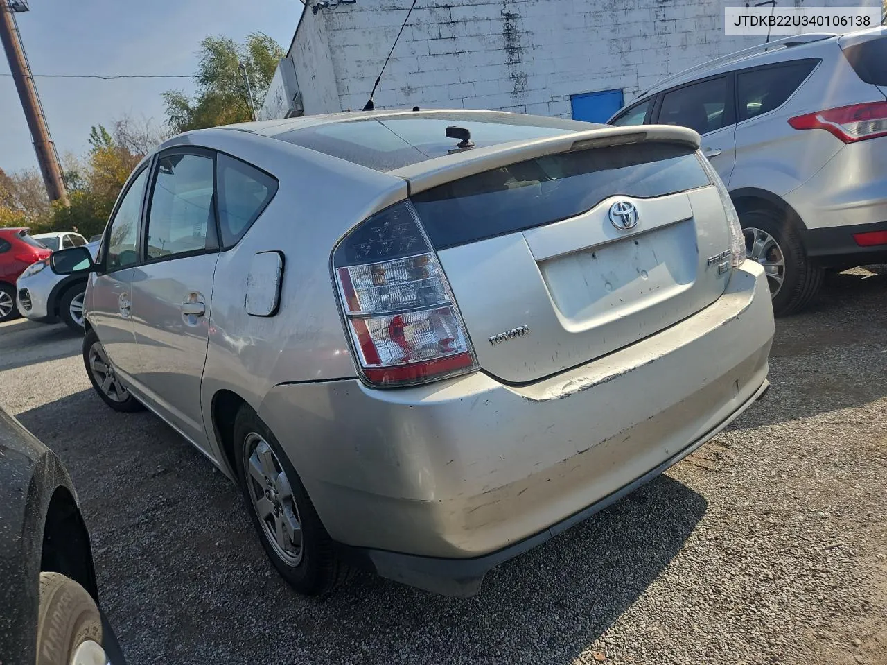 2004 Toyota Prius VIN: JTDKB22U340106138 Lot: 78852814