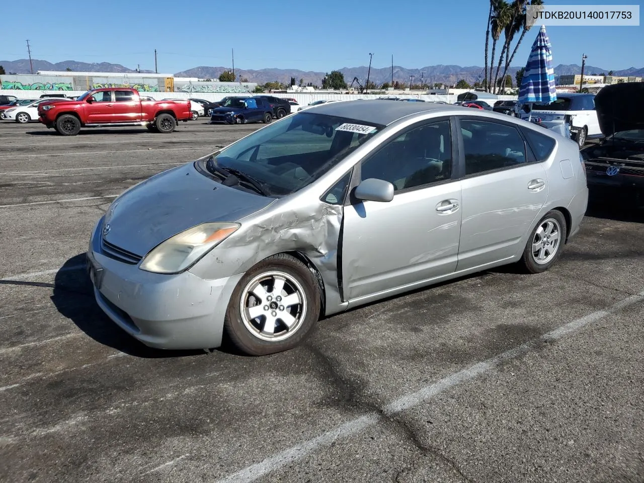 2004 Toyota Prius VIN: JTDKB20U140017753 Lot: 80330454