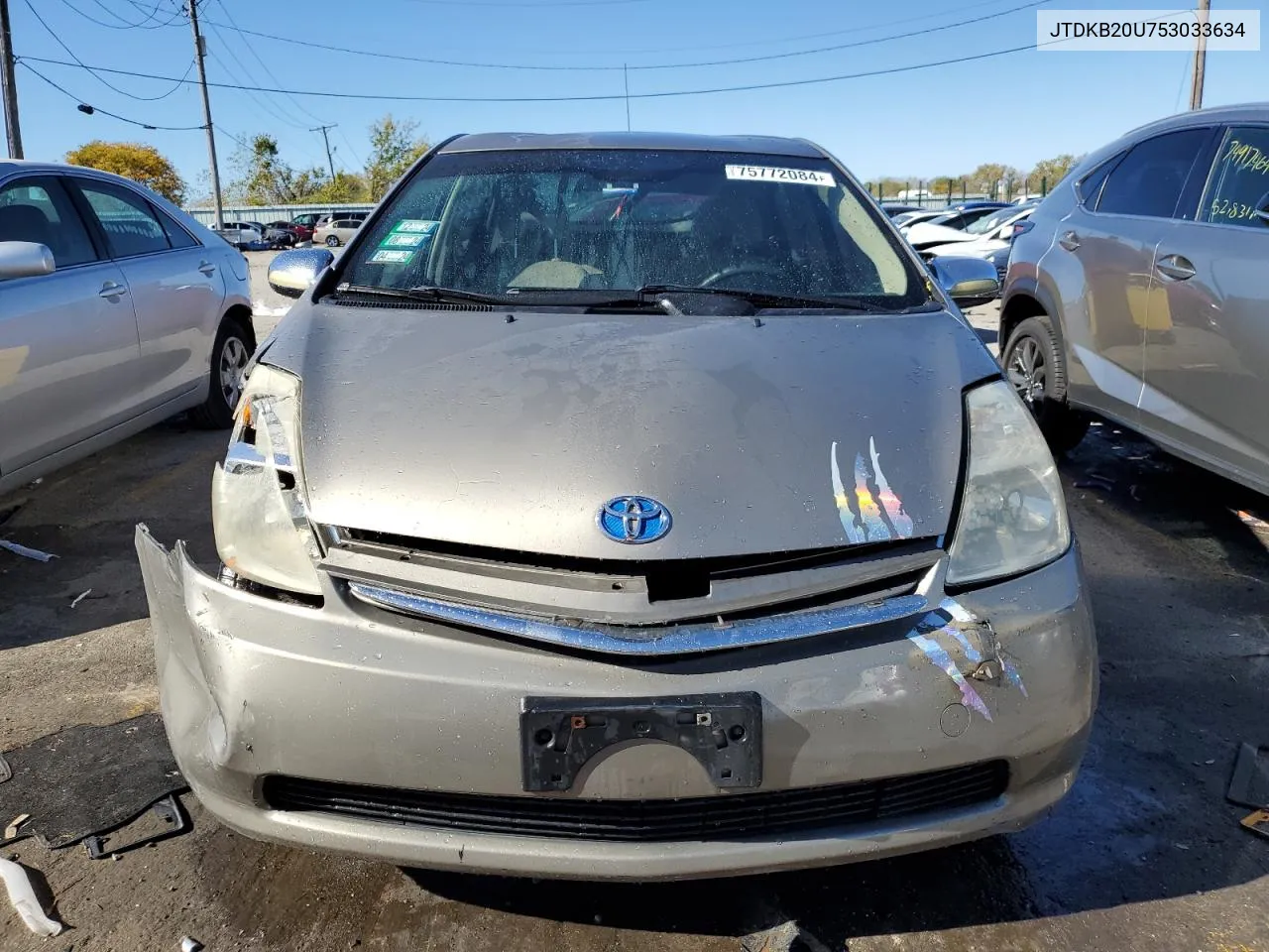 2005 Toyota Prius VIN: JTDKB20U753033634 Lot: 75772084