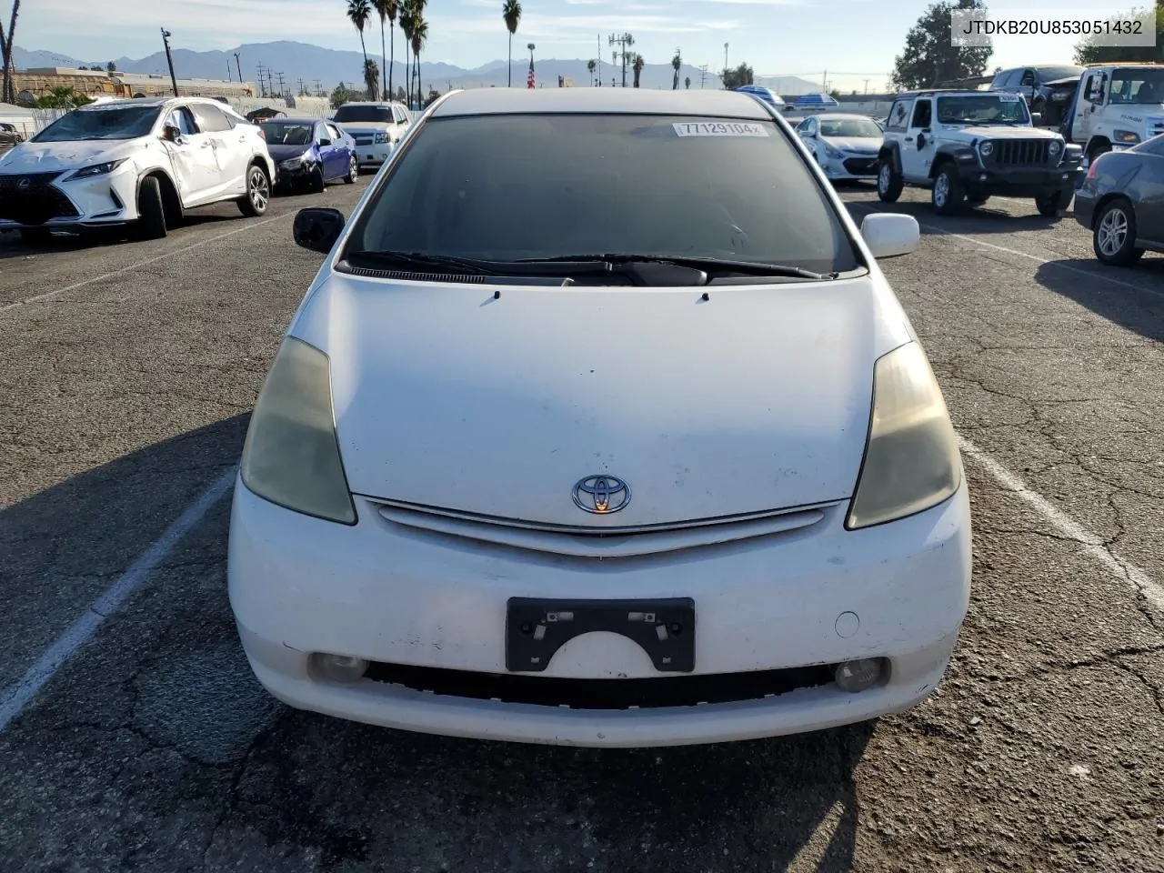 2005 Toyota Prius VIN: JTDKB20U853051432 Lot: 77129104