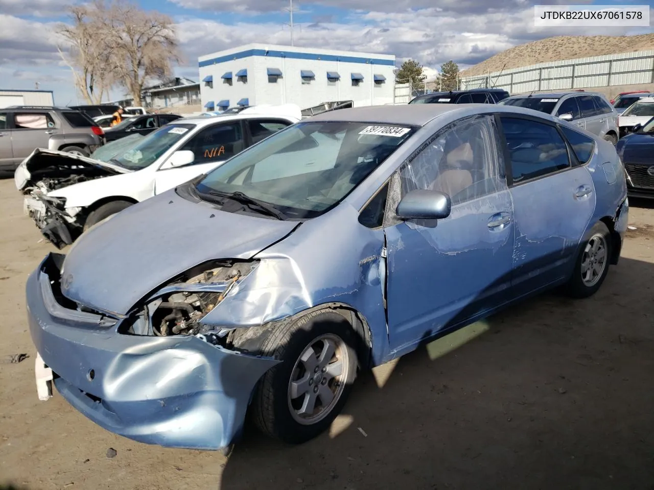 2006 Toyota Prius VIN: JTDKB22UX67061578 Lot: 39770834