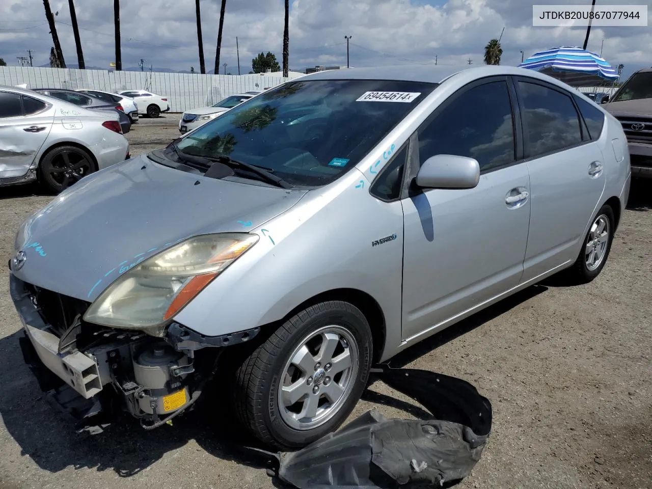 2006 Toyota Prius VIN: JTDKB20U867077944 Lot: 69454614