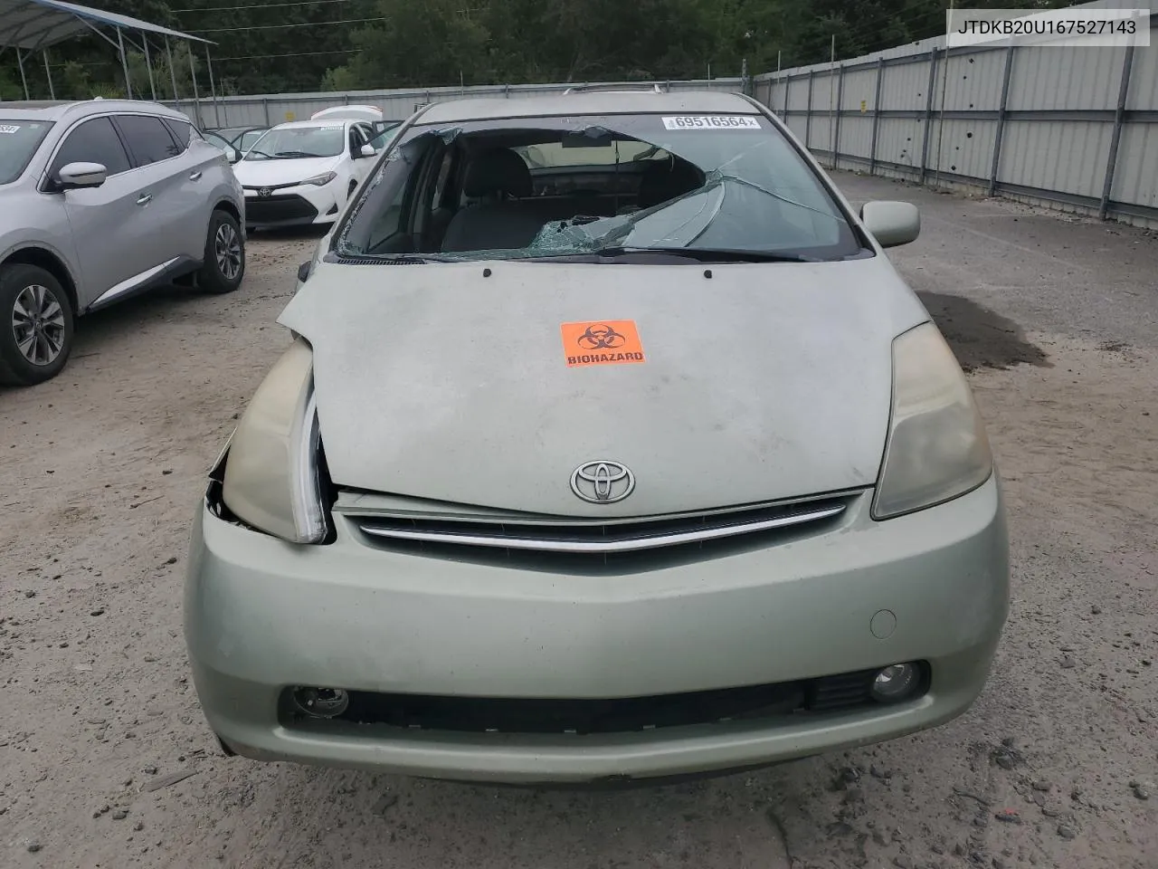 2006 Toyota Prius VIN: JTDKB20U167527143 Lot: 69516564