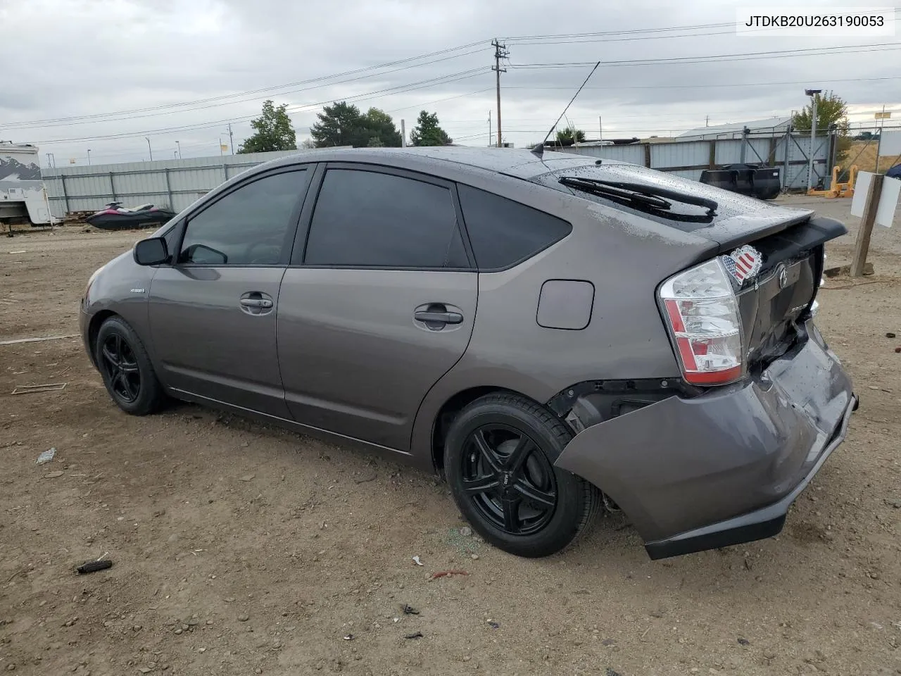 2006 Toyota Prius VIN: JTDKB20U263190053 Lot: 71854234