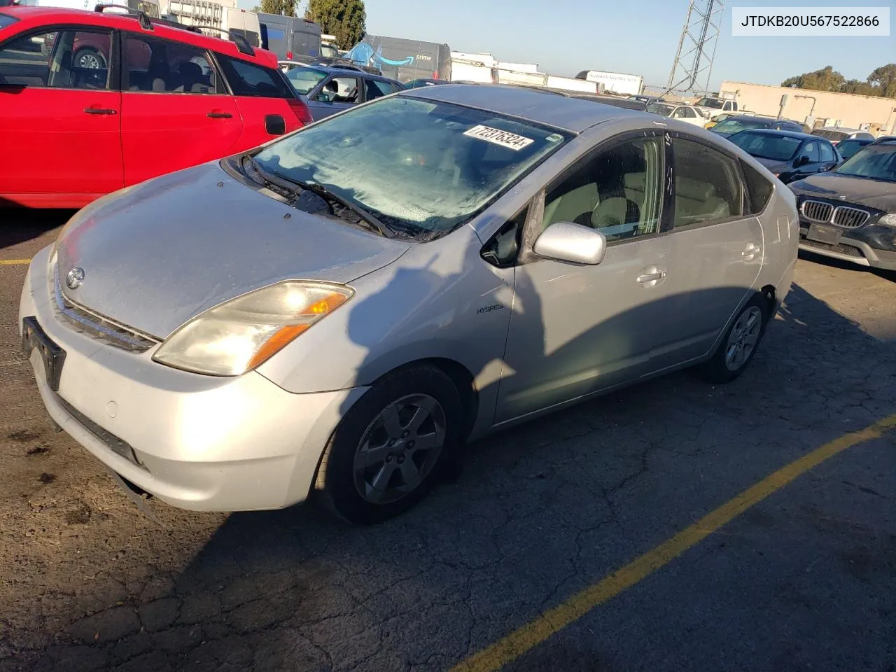 2006 Toyota Prius VIN: JTDKB20U567522866 Lot: 72376324