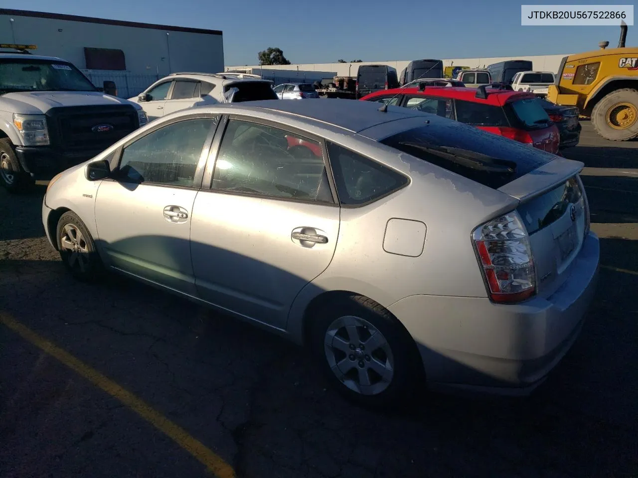 2006 Toyota Prius VIN: JTDKB20U567522866 Lot: 72376324