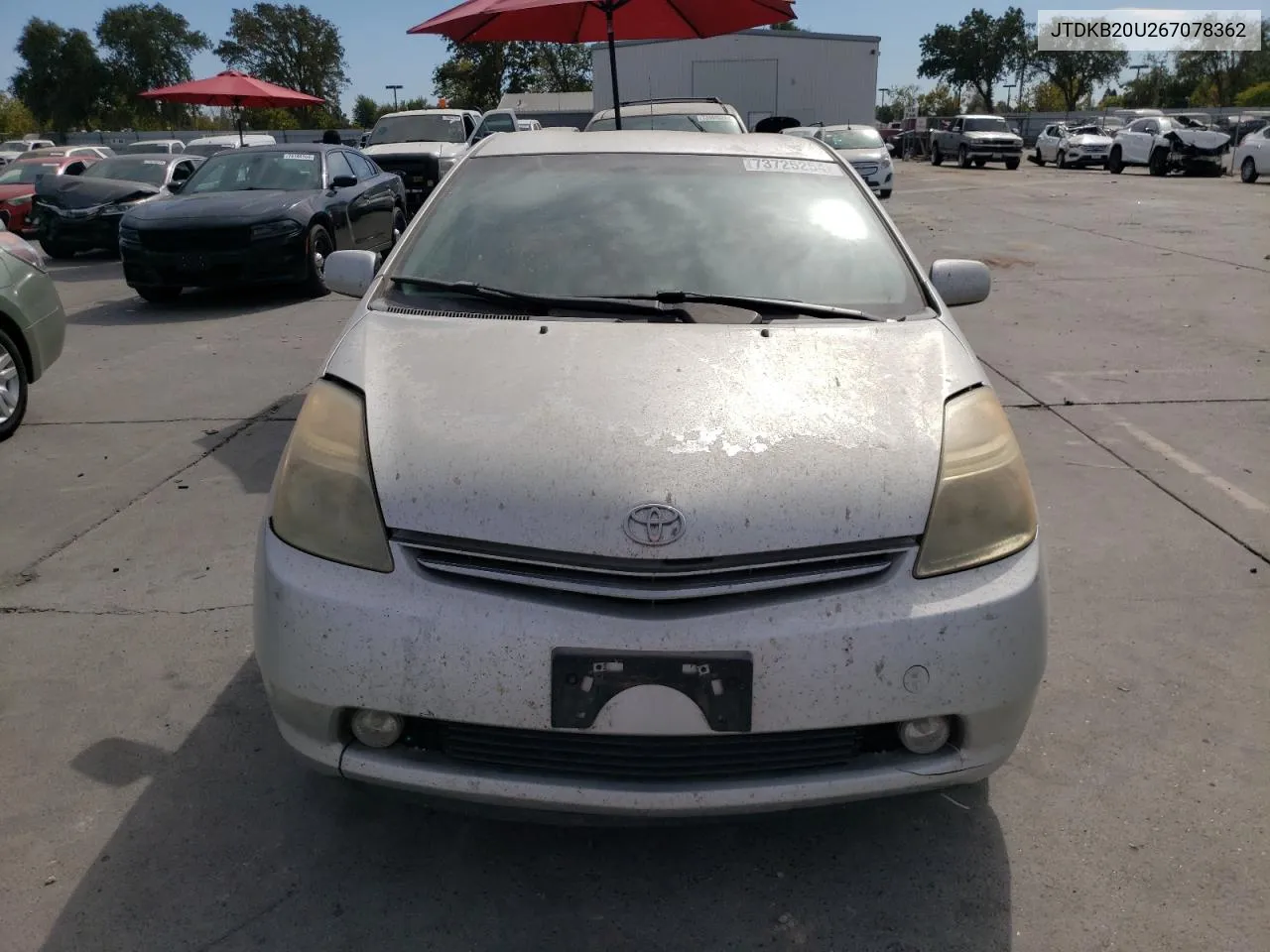 2006 Toyota Prius VIN: JTDKB20U267078362 Lot: 73725254