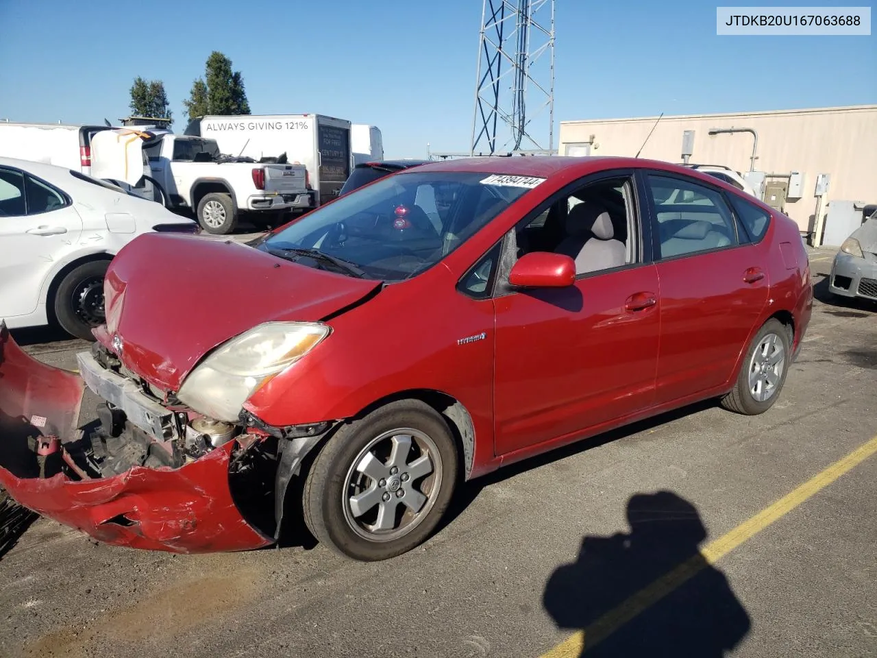 2006 Toyota Prius VIN: JTDKB20U167063688 Lot: 74394744