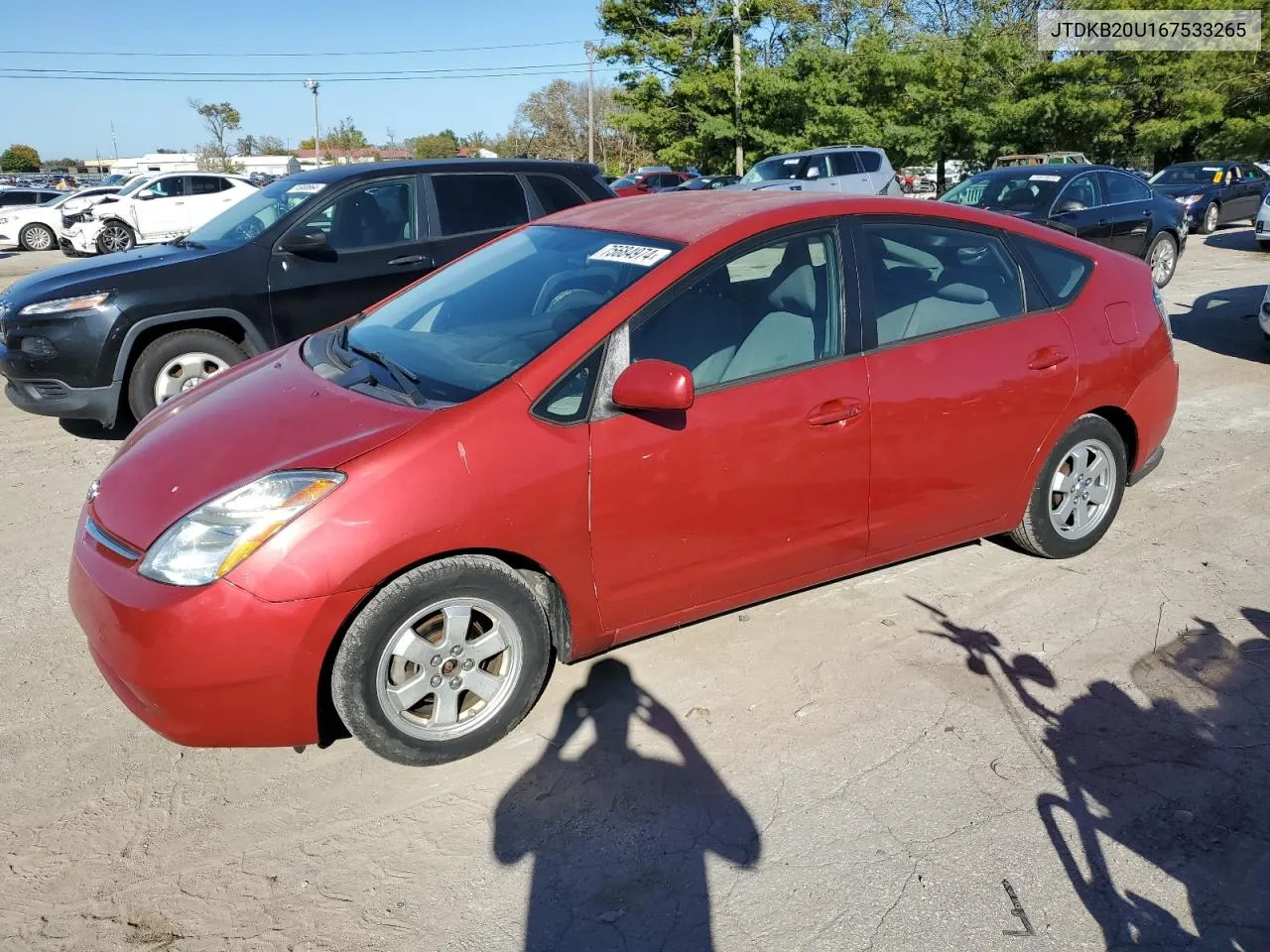 2006 Toyota Prius VIN: JTDKB20U167533265 Lot: 75684974