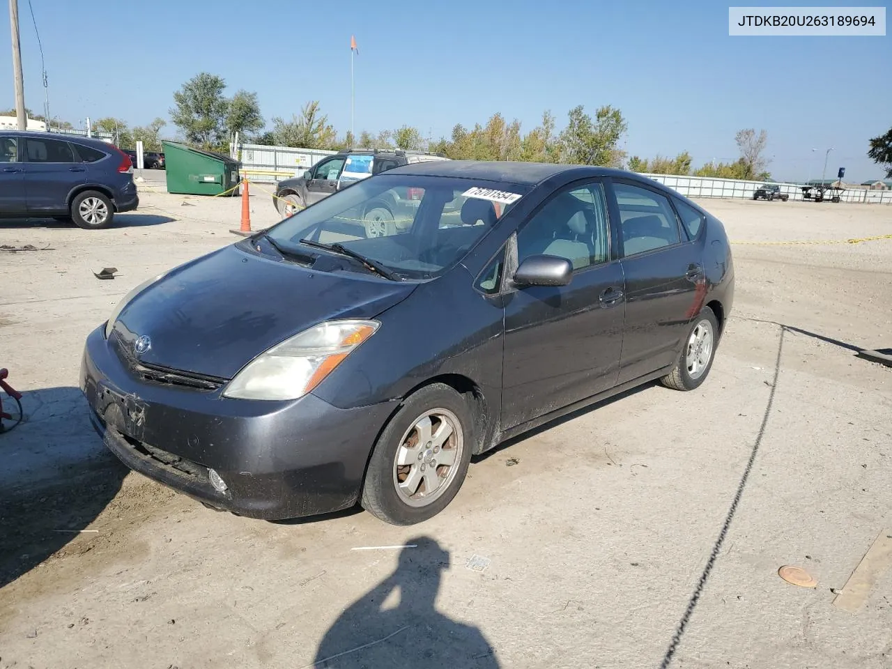 2006 Toyota Prius VIN: JTDKB20U263189694 Lot: 75701554