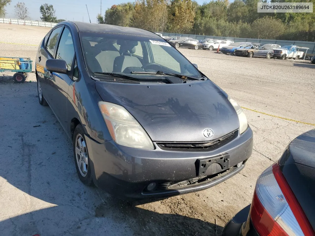 2006 Toyota Prius VIN: JTDKB20U263189694 Lot: 75701554