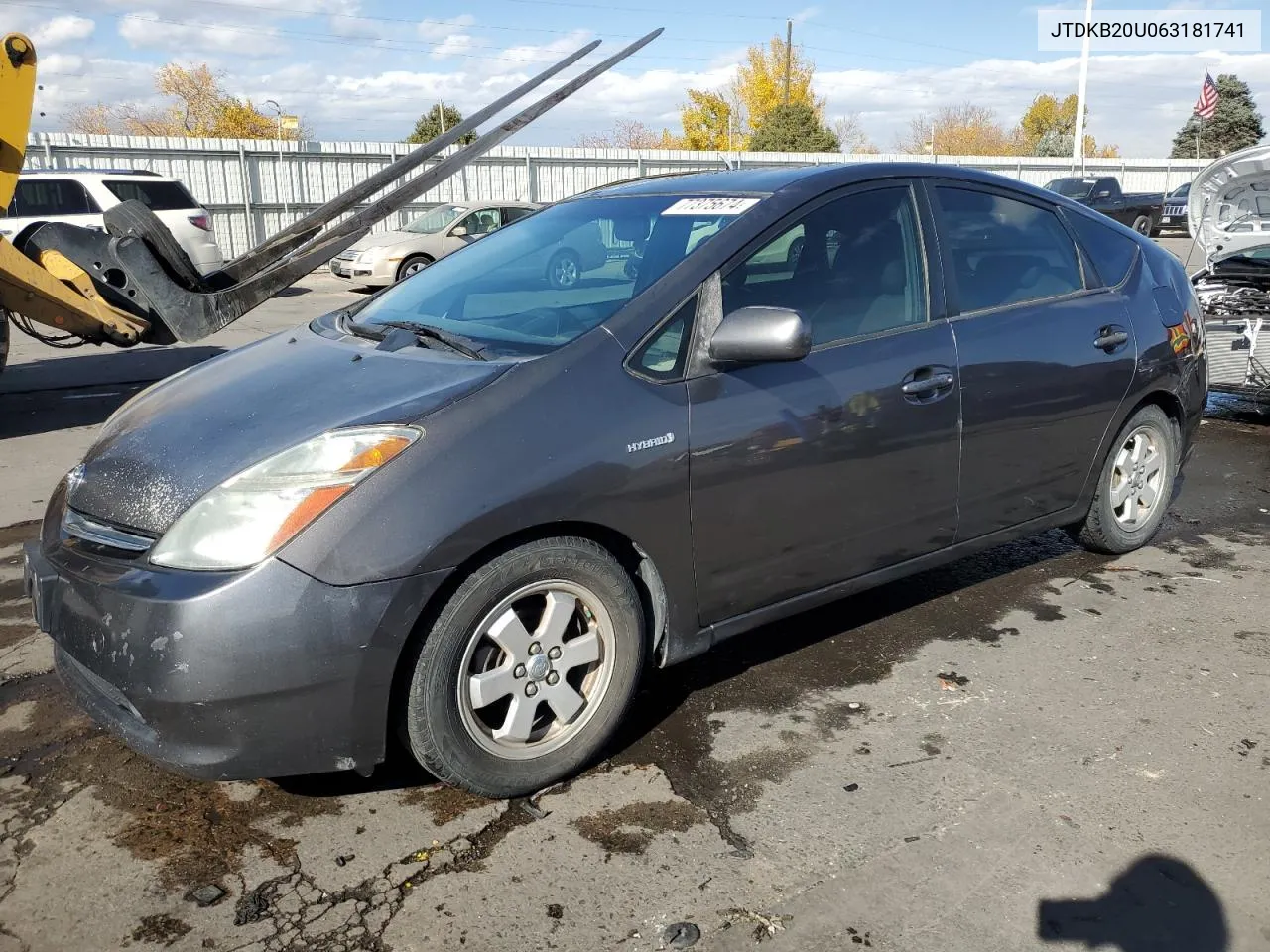 2006 Toyota Prius VIN: JTDKB20U063181741 Lot: 77375674