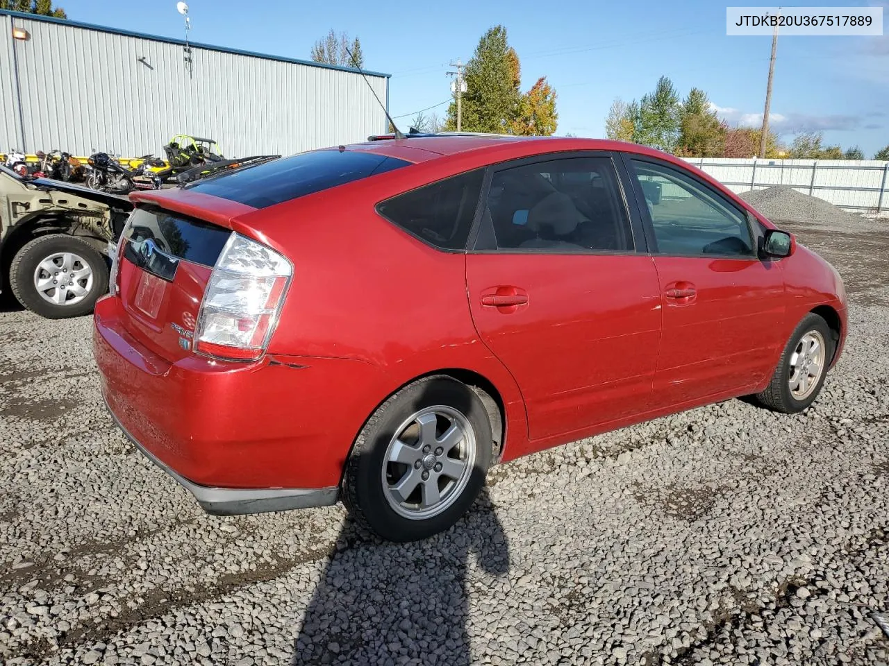 2006 Toyota Prius VIN: JTDKB20U367517889 Lot: 77671664