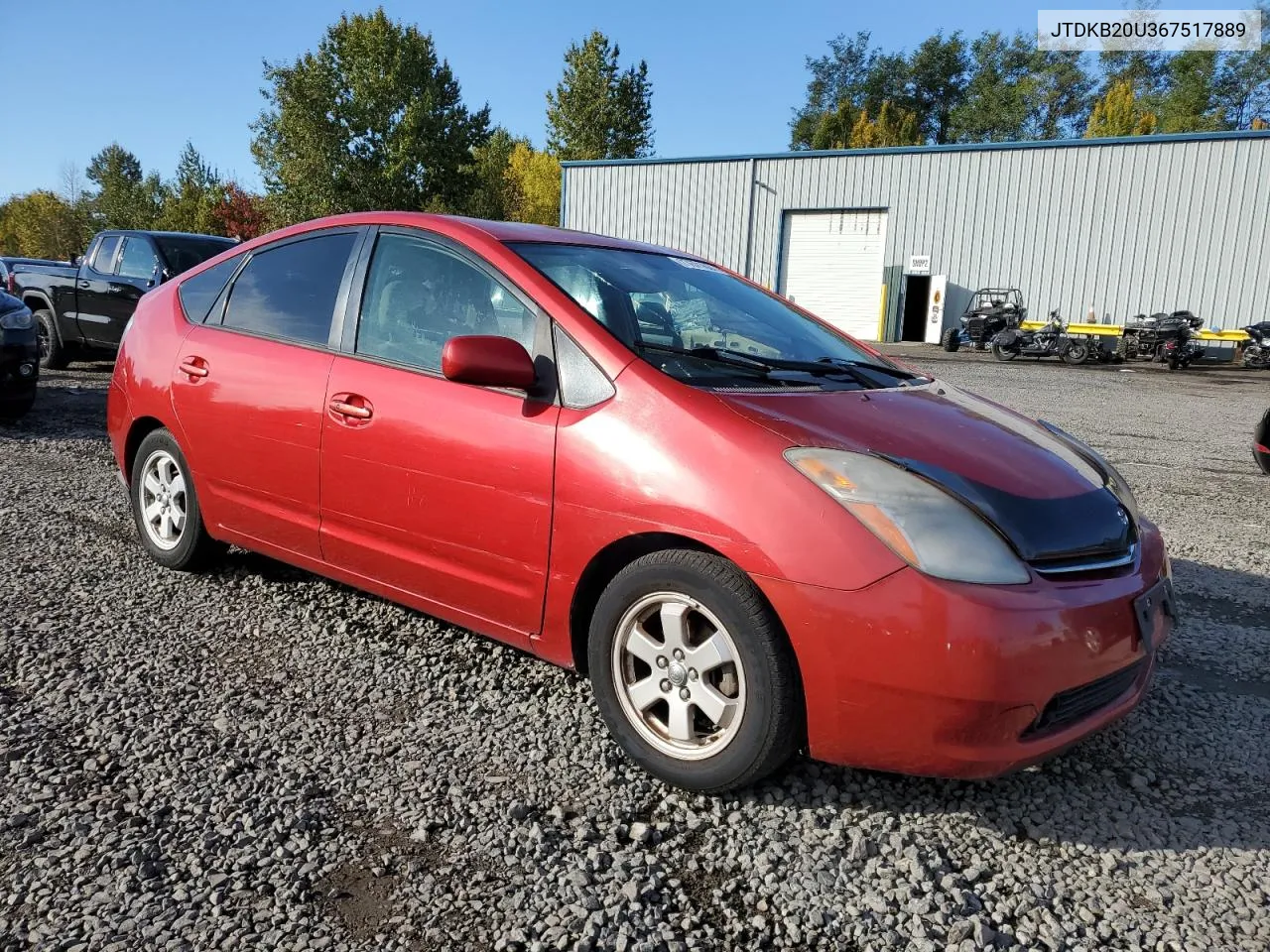 2006 Toyota Prius VIN: JTDKB20U367517889 Lot: 77671664