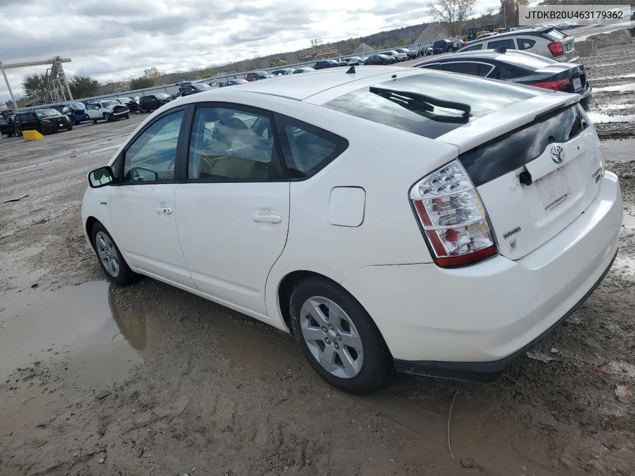 2006 Toyota Prius VIN: JTDKB20U463179362 Lot: 79579024